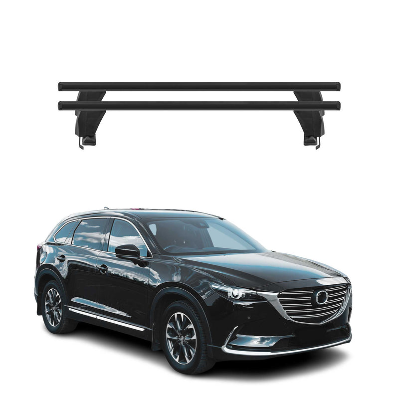 Menabo Barres de toit Transversales pour Mazda CX-9 II 2016-2025 Noir ABE 2x