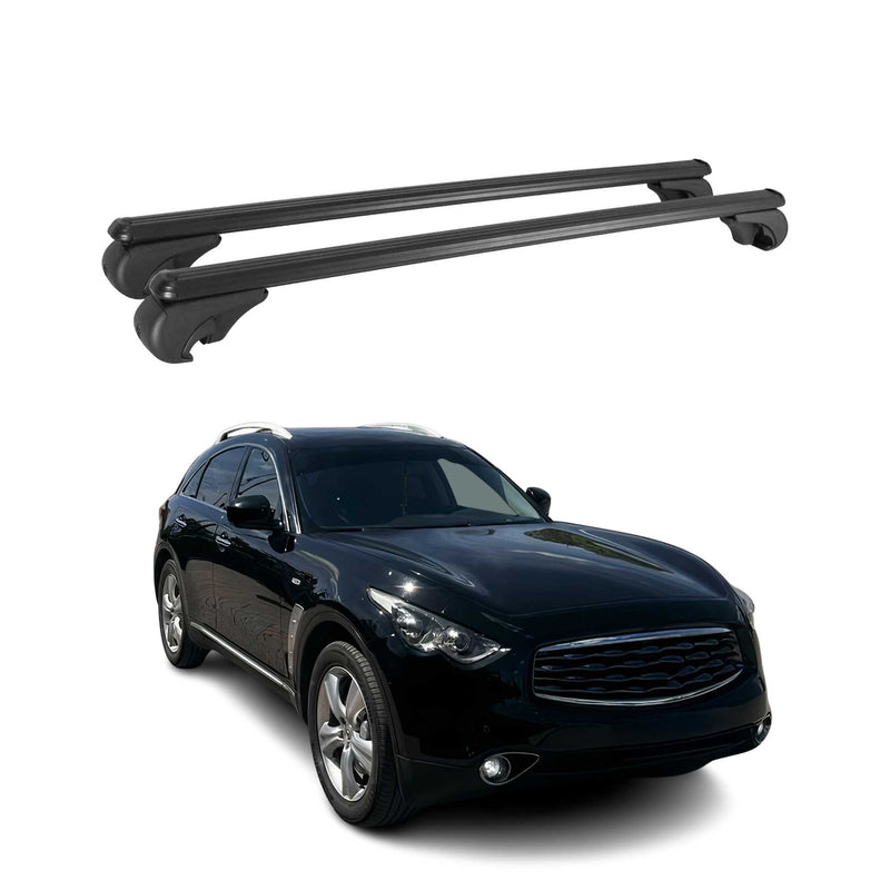 Barres de toit Transversales pour Infiniti FX35 2004-2021 Aluminium Noir