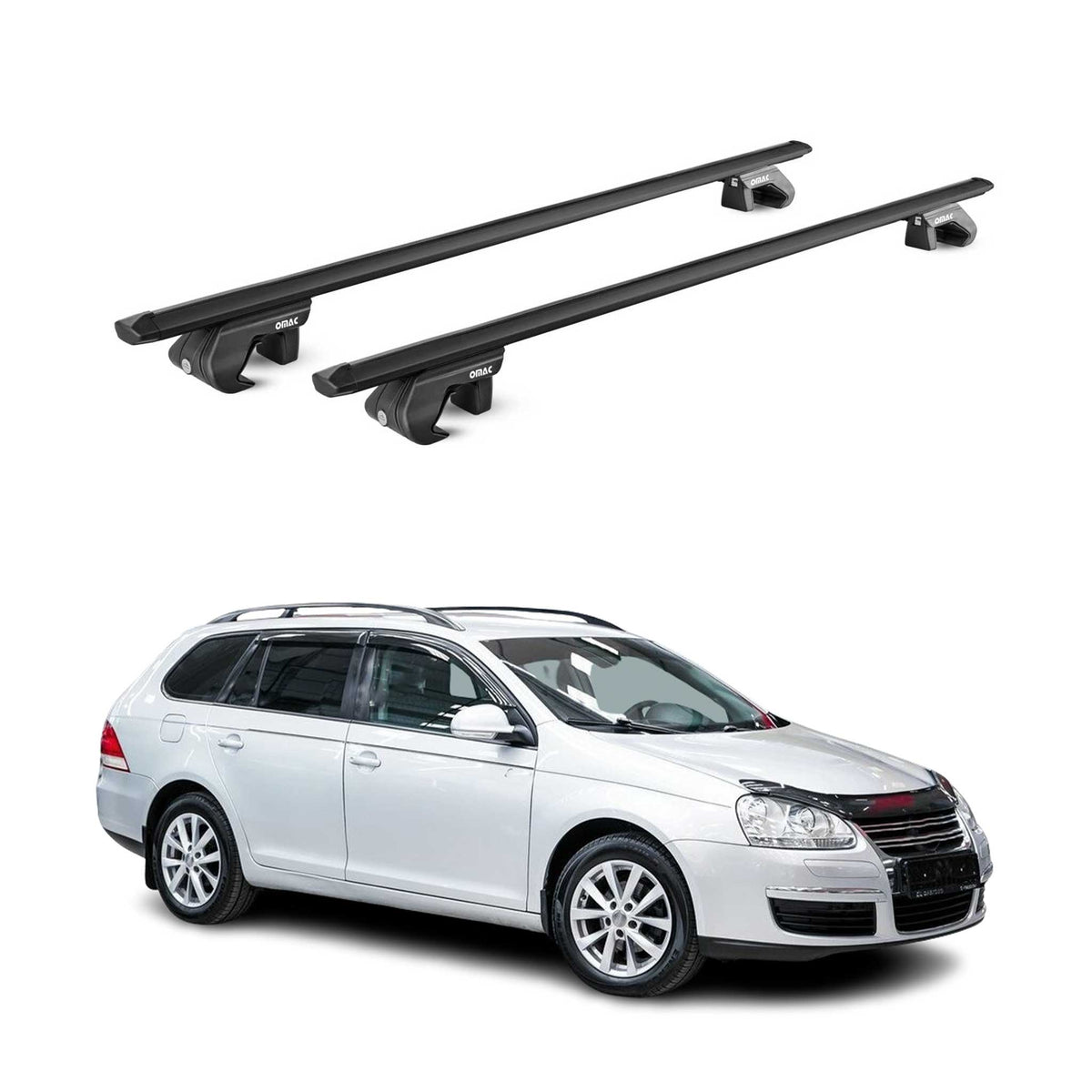 Barres de toit transversales ABE pour VW Golf VI SW 5K 2010-2013 5 P Alu Noir 2x