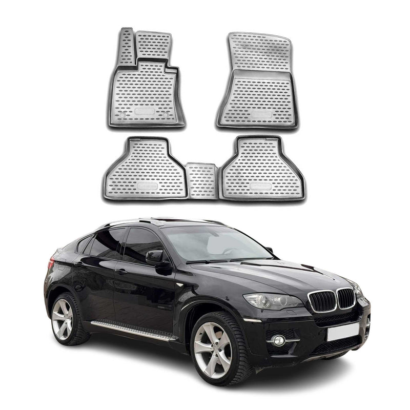 OMAC 3D Tapis de sol pour BMW X5 X6 E71 E72 2007-2014 caoutchouc TPE Gris 4Pcs