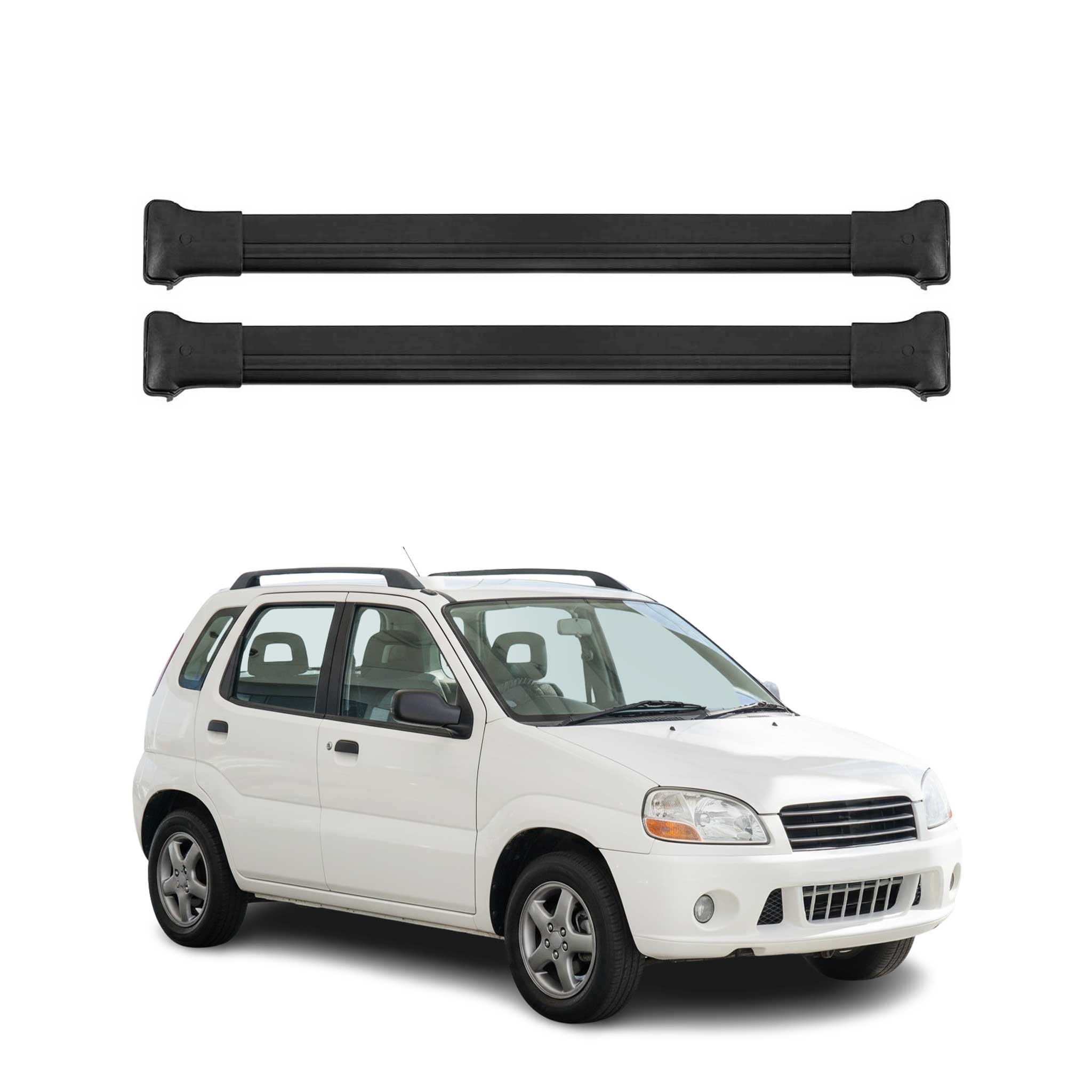 Barres de Toit transversales pour Suzuki Ignis mk1 2000-2008 5Portes Alu Noir 2x