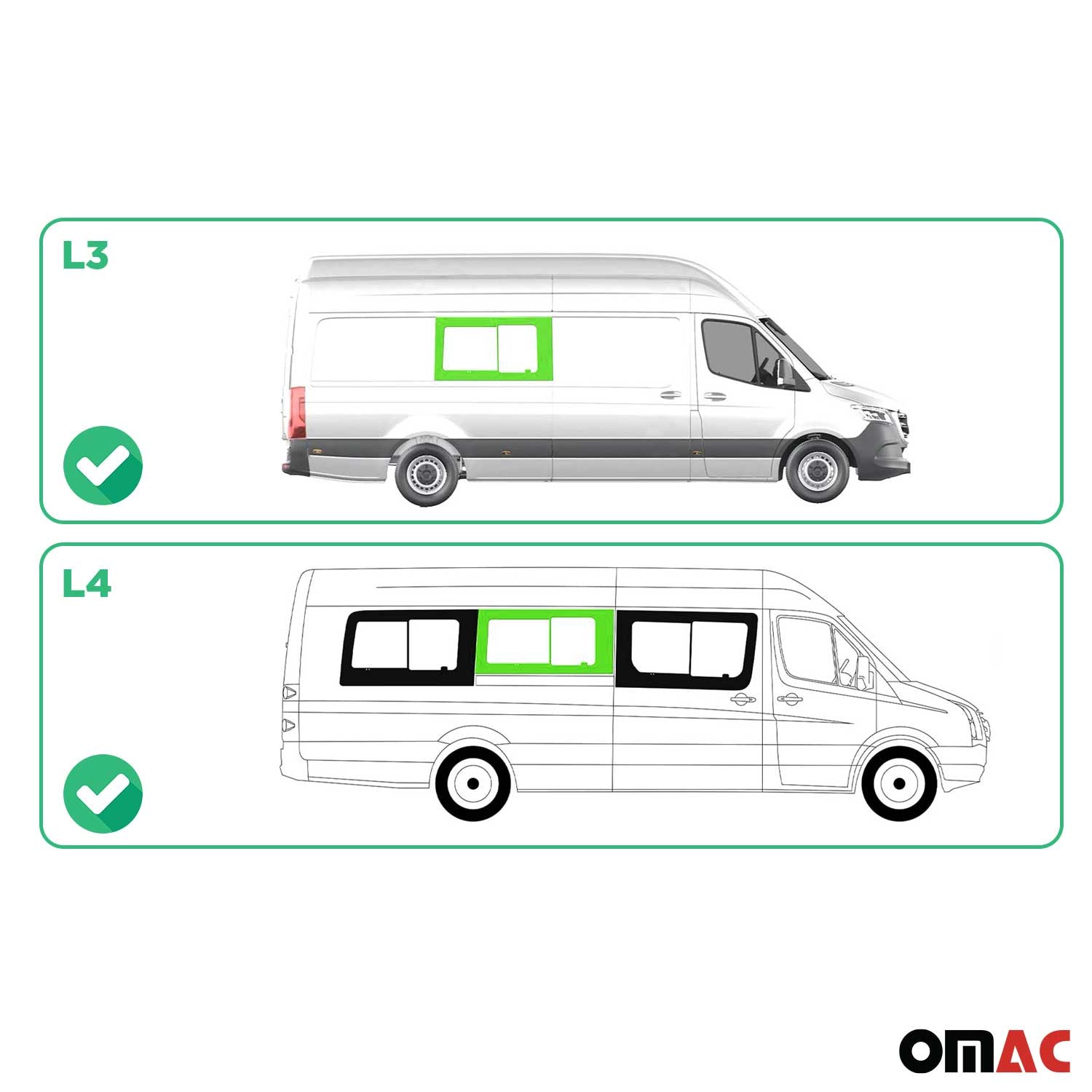 Vitre Porte pour Mercedes Sprinter W907 2018-2026 L3 L4 milieu Droit coulissante