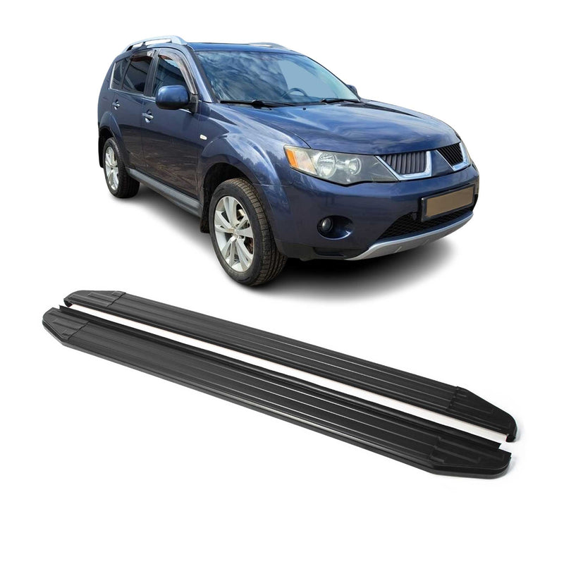 Marchepieds Latéraux pour Mitsubishi Outlander 2007-2015 Aluminium Noir 2Pcs