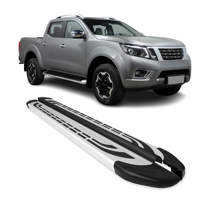 Marchepieds Latéraux pour Nissan Navara D23 Double Cab  2016-2025 Alu Gris 2Pcs