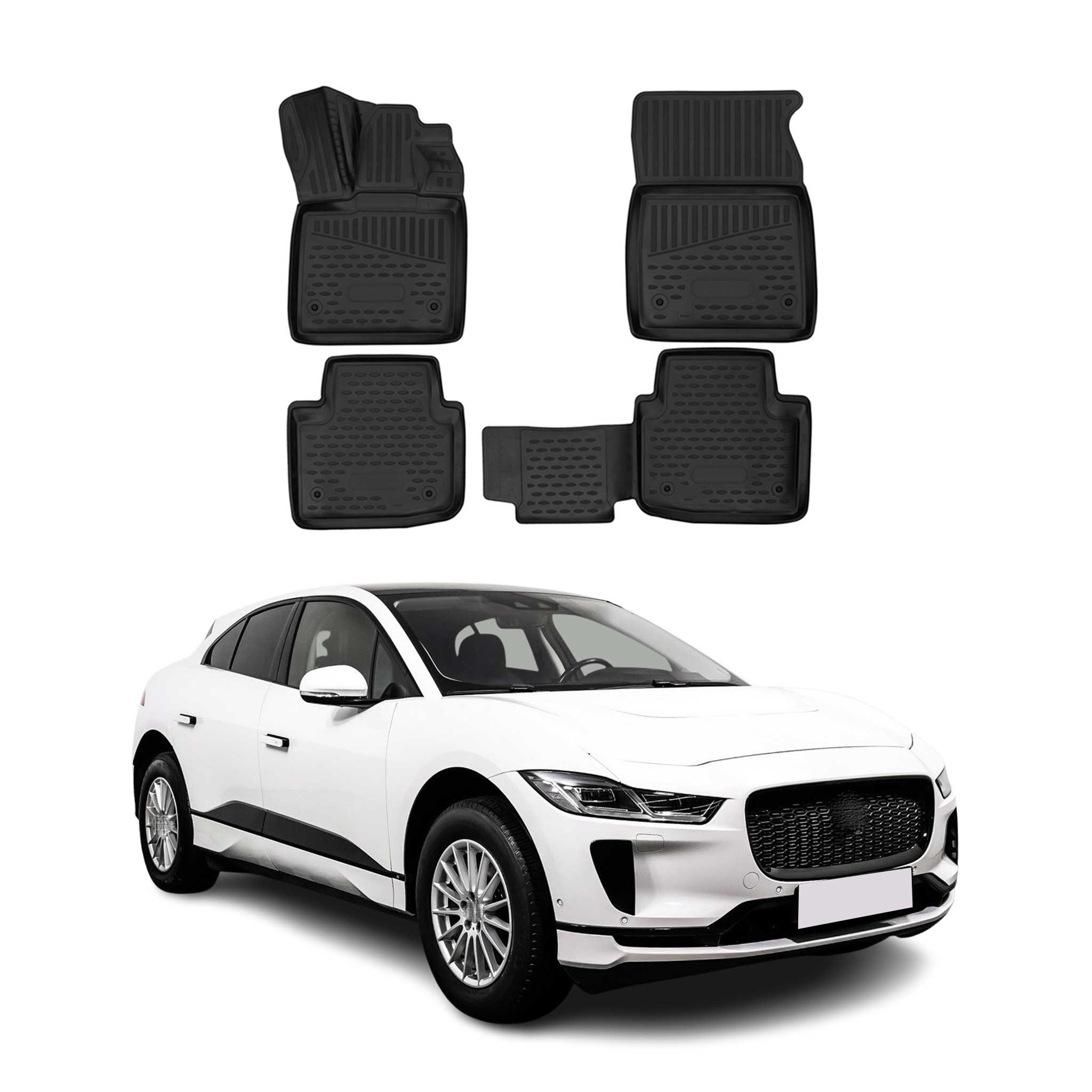 OMAC Tapis de sol pour Jaguar I-Pace 2018-2024 sur mesure en caoutchouc Noir