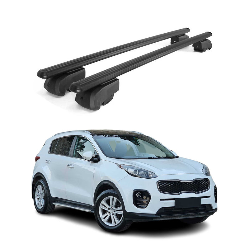 Barres de toit Transversales pour Kia Sportage 2015-2021 Aluminium Noir ABE