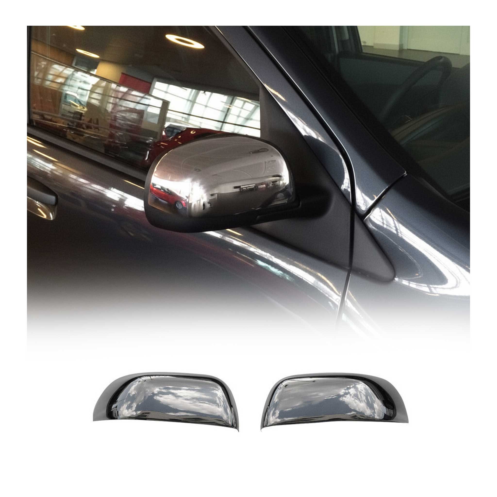 Coques de Rétroviseurs pour Dacia Lodgy 2012-2020 en Acier Inoxy Chromé Argent