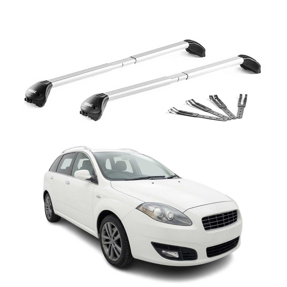 Barres de toit pour Fiat Croma 2005-2010 Aluminium Gris Argenté 2 pièces ABE