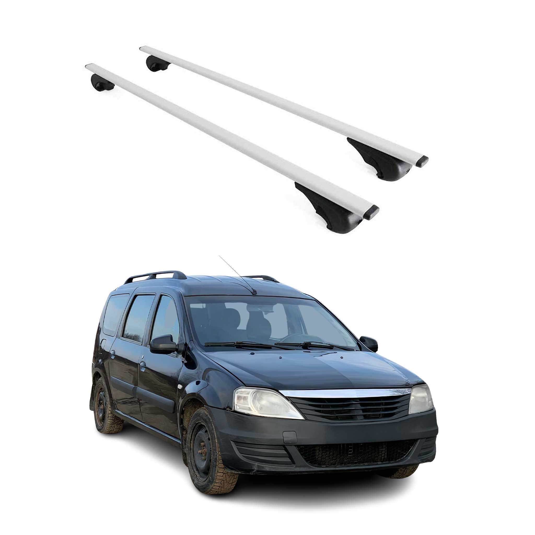 Barres de toit Transversales pour Dacia Logan 2007-2013 Fer Argent