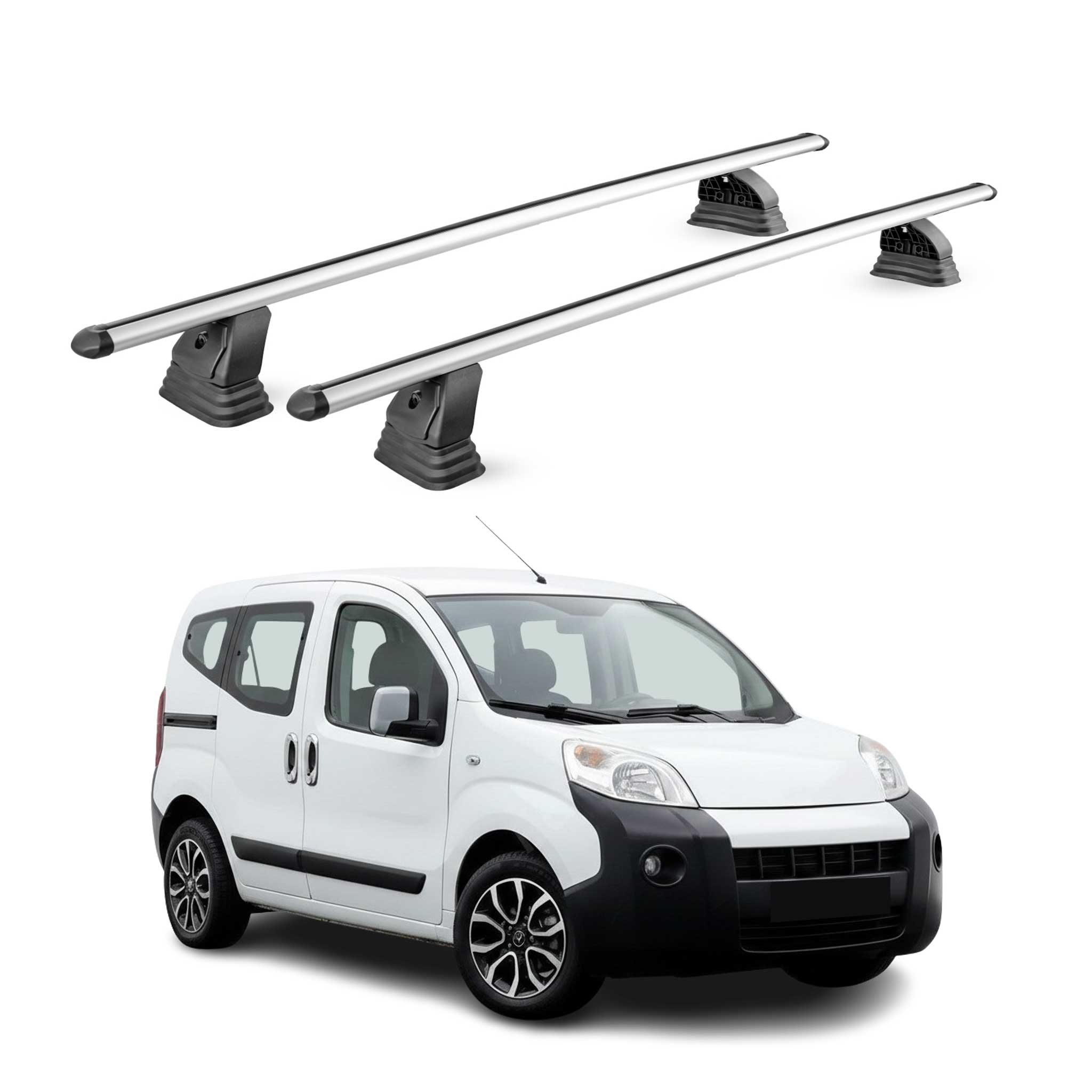 Barres de toit transversales Alu pour Citroen Nemo 2007-2017 TÜV 75 kg Gris 2Pcs