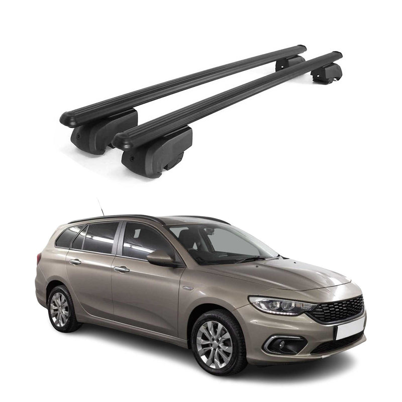 Barres de toit Transversales pour Fiat Tipo Break 2016-2023 Alu Noir ABE