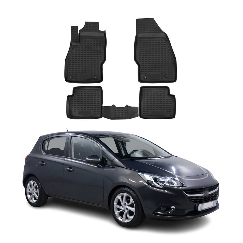 OMAC Tapis de sol pour Opel Corsa E 2015-2019 sur mesure en caoutchouc Noir