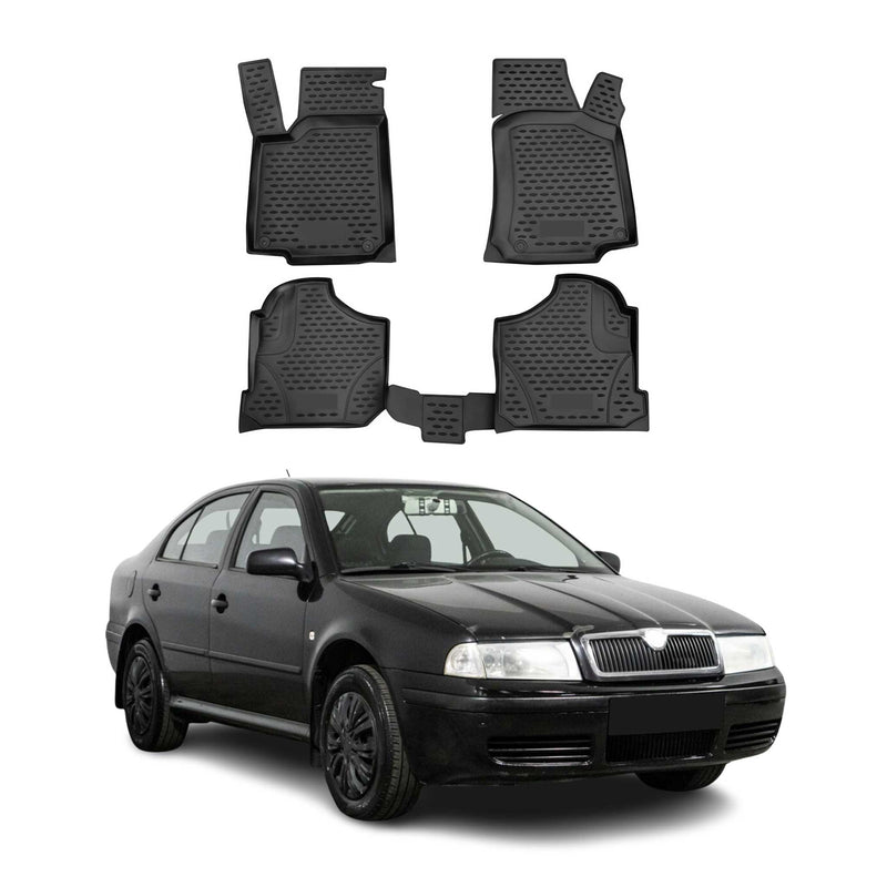 Tapis de sol pour Skoda Octavia 1996-2004 en caoutchouc TPE 3D Noir 4Pcs