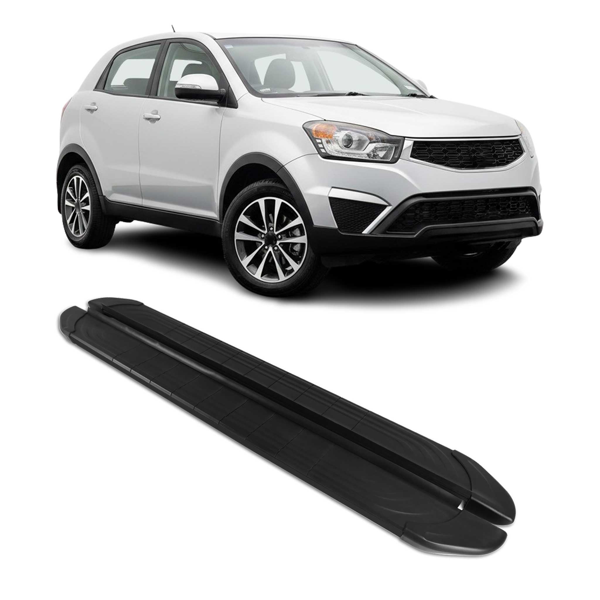 Marchepieds Latéraux pour Ssangyong Korando 2011-2019 2Pcs Aluminium Noir