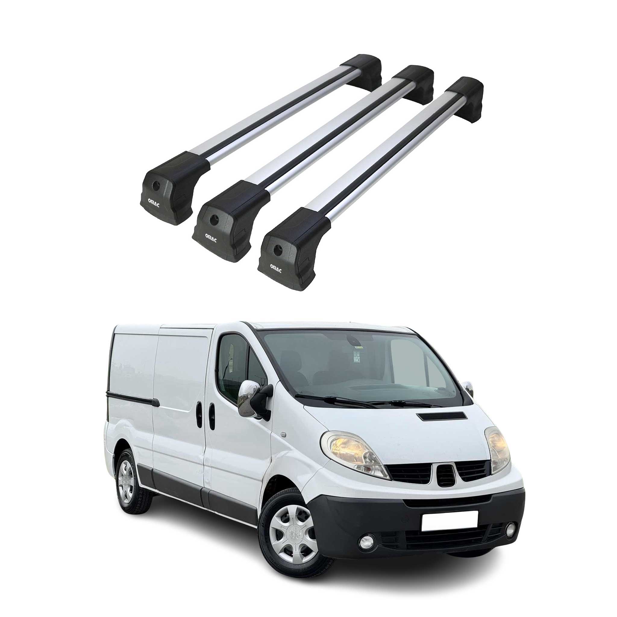 Barres De Toit Transversales pour Renault Trafic 2001-2014 Alu Gris 3 Pcs