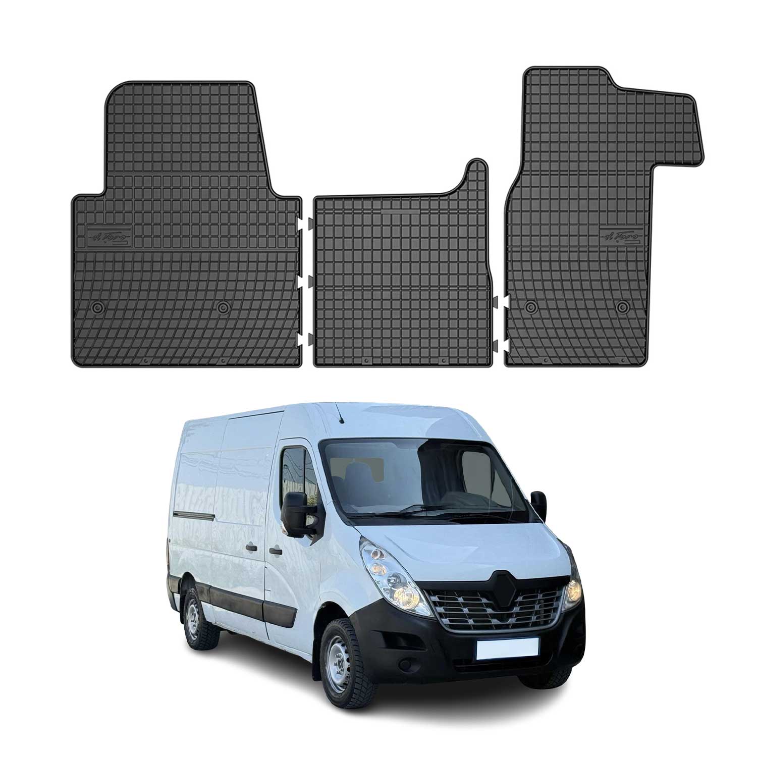 Tapis de Sol pour Renault Master 2010-2024 Caoutchouc Noir 3Pcs