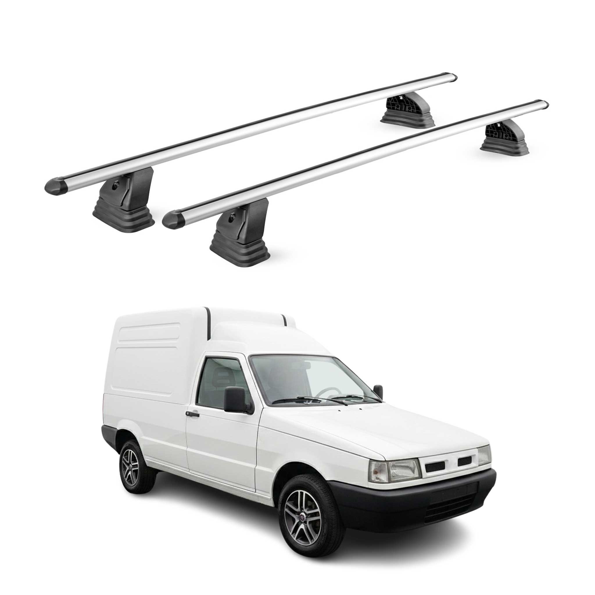 Barres de toit transversales Alu pour Fiat Fiorino 1988-2000 TÜV 75 kg Gris 2Pcs
