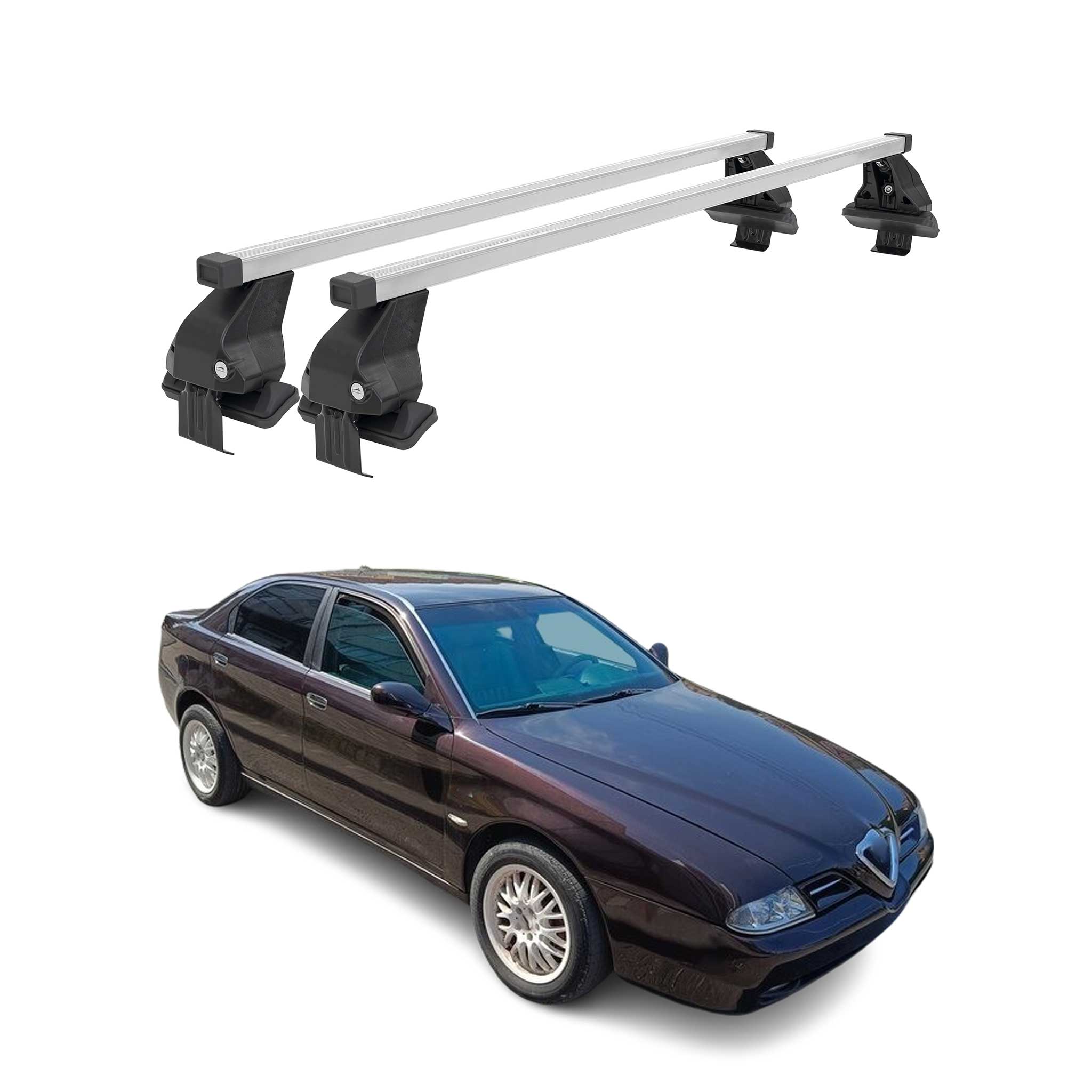 Barres de toit transversales Menabo pour Alfa Romeo 166 1998-2007 Acier Gris