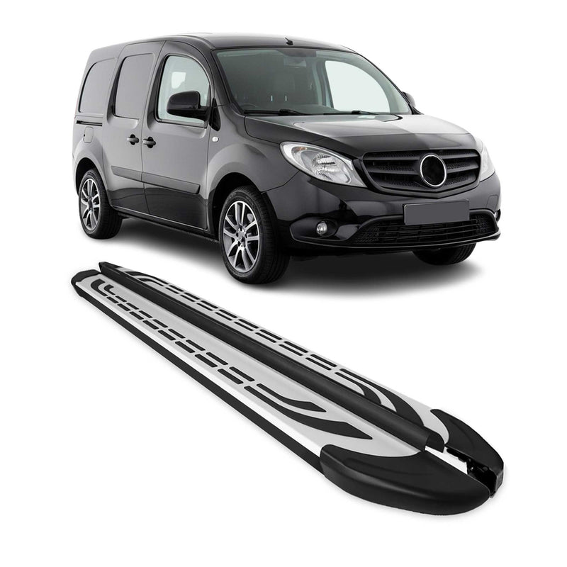 Marchepieds Latéraux pour Mercedes Citan 2012-2021 Aluminium Gris Noir 2x