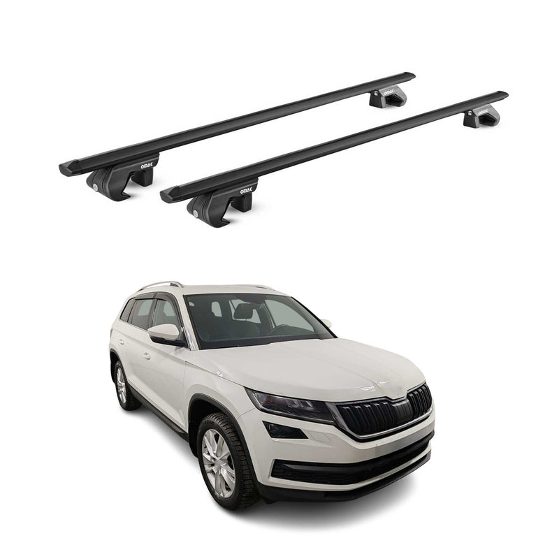 Barres de toit transversales pour Skoda Kodiaq NS7 2017-2025 Alu Noir 2x ABE
