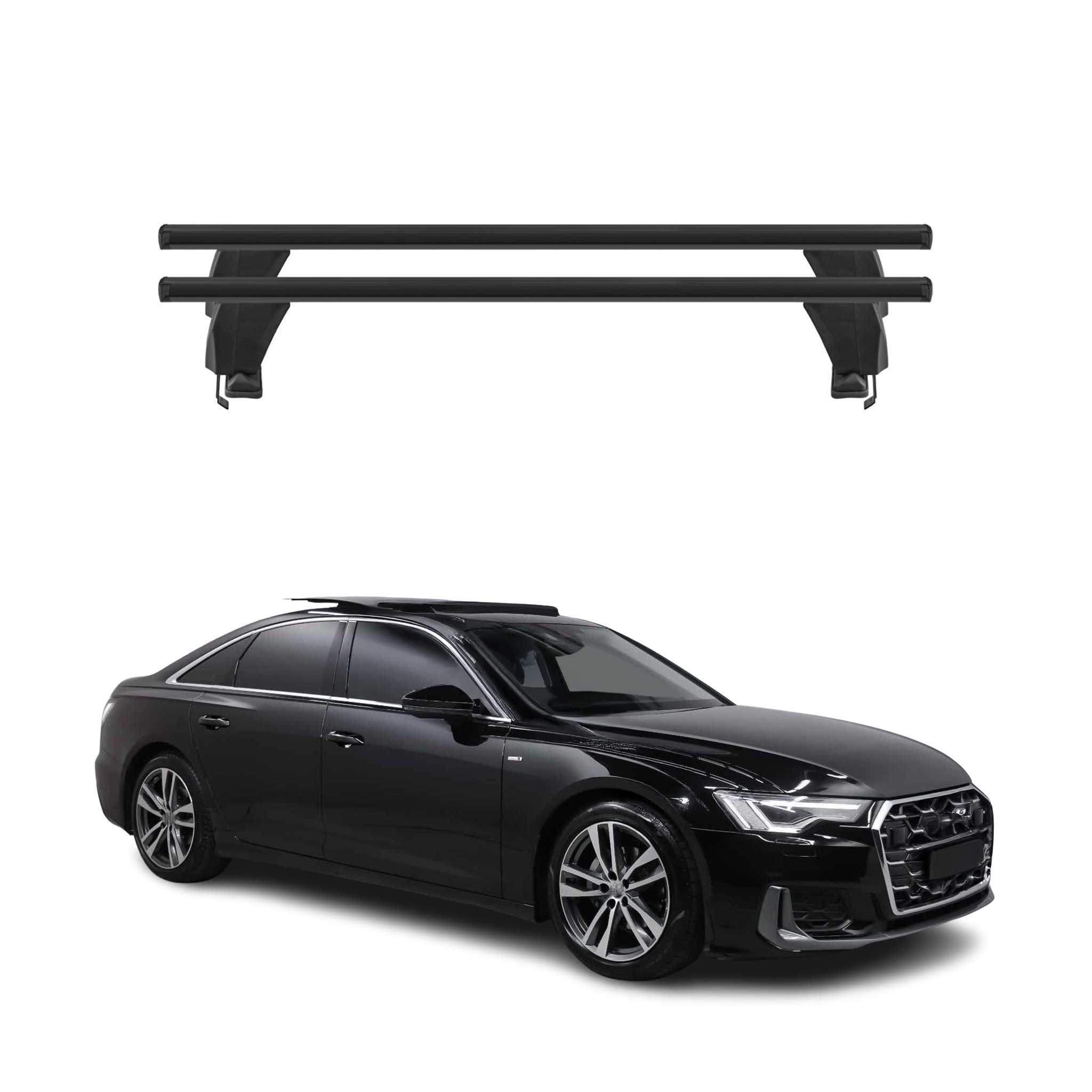 Menabo Barres de toit transversales pour Audi A6 C8 Berline 2018-2025 Gris ABE