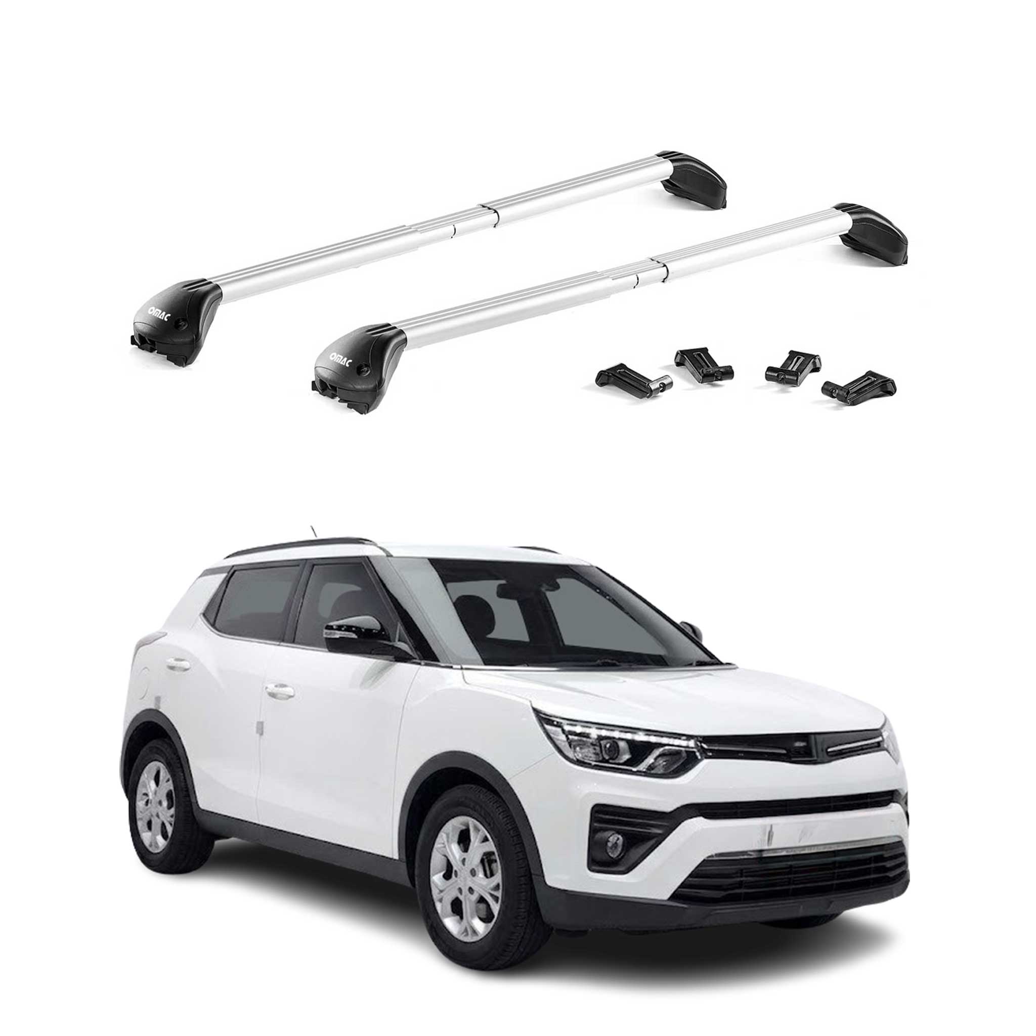Barres de toit transversales pour Ssangyong Tivoli 2015-2023 Aluminium Gris ABE
