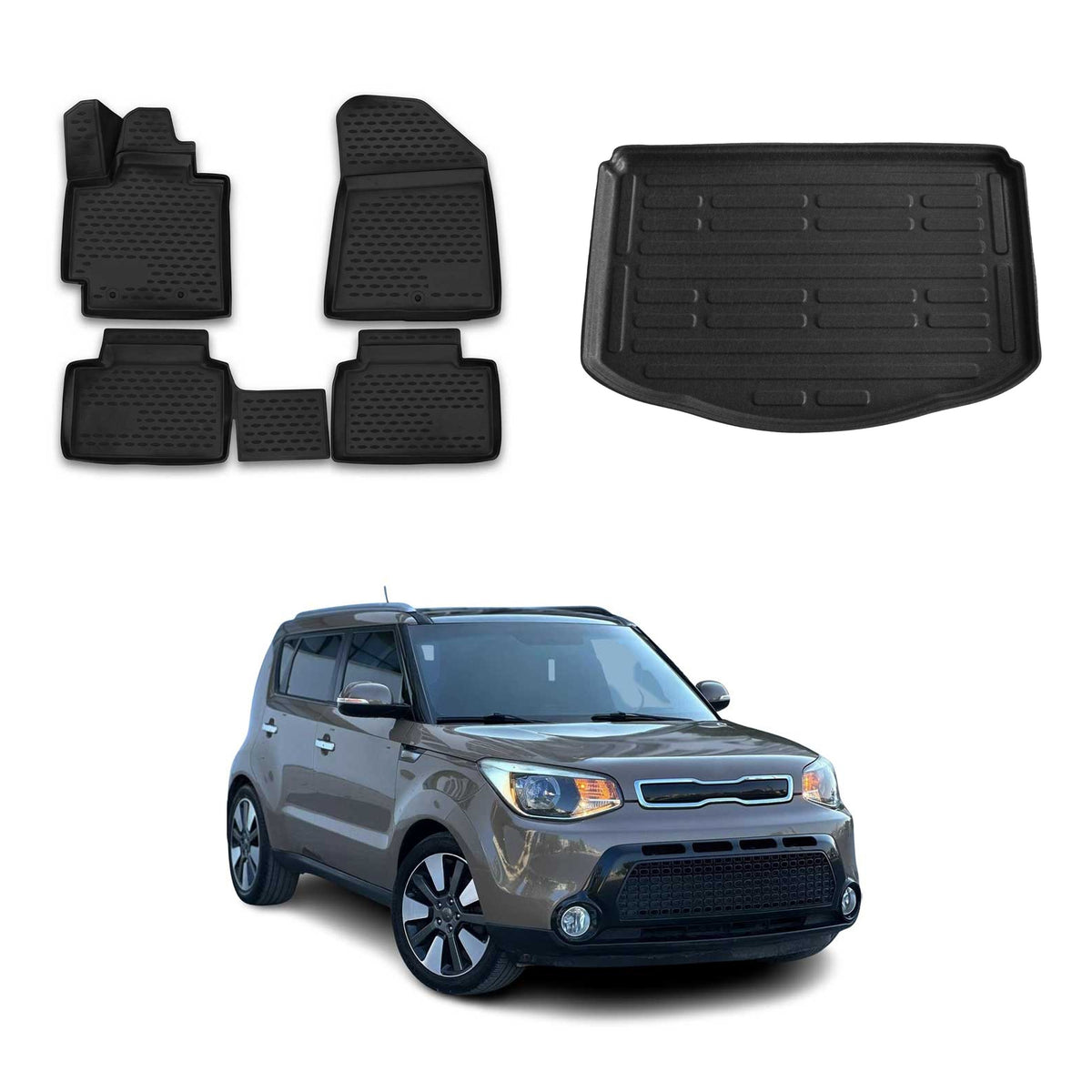 OMAC Kit Tapis de Sol et Coffre pour Kia Soul II 2014-2019