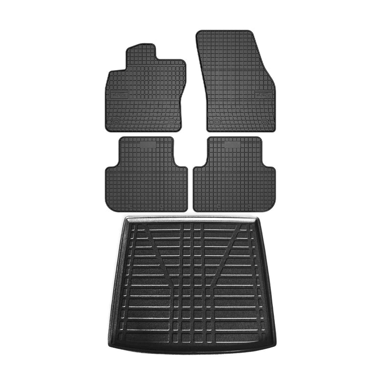 Kit Tapis de sol et coffre pour VW Tiguan 2016-2024 Noir TPE