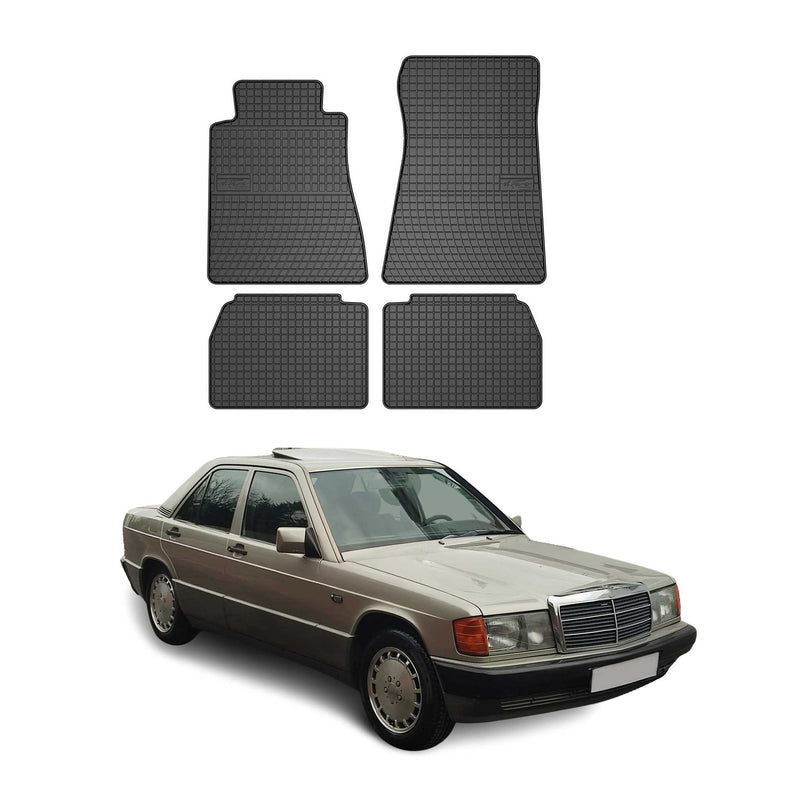 Tapis de Sol pour Mercedes Classe C W201 1982-1993 Caoutchouc Noir