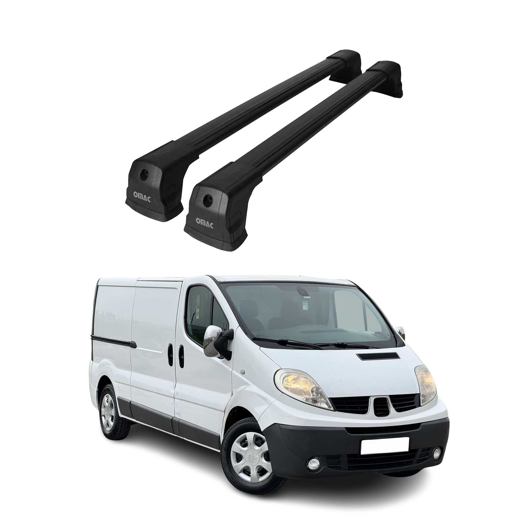 Barres de toit transversales pour Renault Trafic II 2001-2014 Aluminium Noir 2x