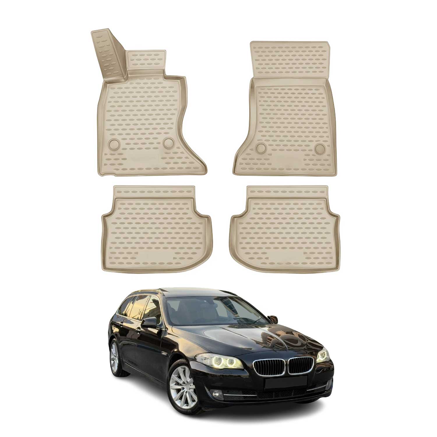 Tapis de Sol pour BMW Série 5 F11 Touring 2010-2013 Pre-FL 4WD Xdrive TPE Beige
