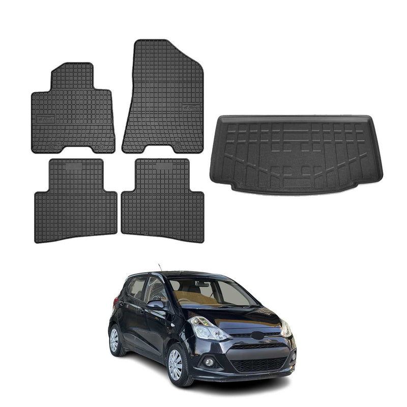 Kit Tapis de sol et coffre pour Hyundai i10 2013-2025 HB TPE Noir