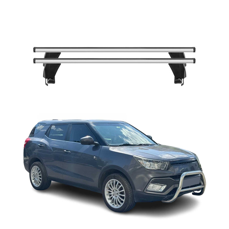 Barres de toit transversales pour Ssangyong XLV 2016-2021 Alu Gris 2x