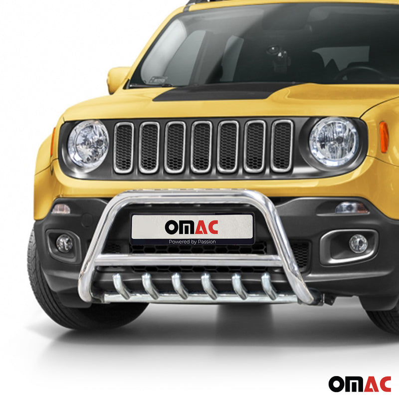 Pare-Buffle Avant Pour Jeep Renegade 2014-2021 en Acier Inoxy Argent