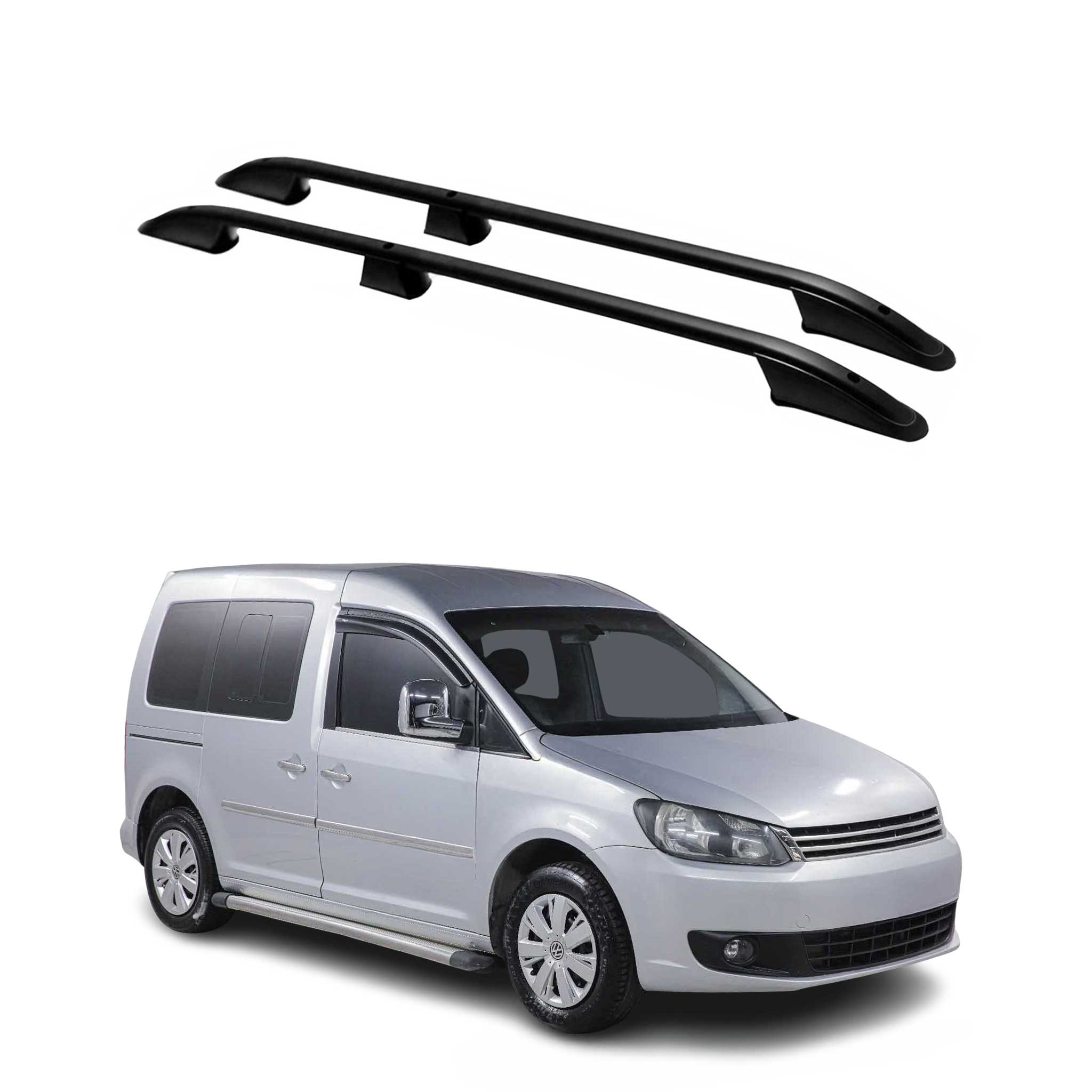 Barres de toit longitudinales pour VW Caddy 2010-2015 L1 Aluminium Noir