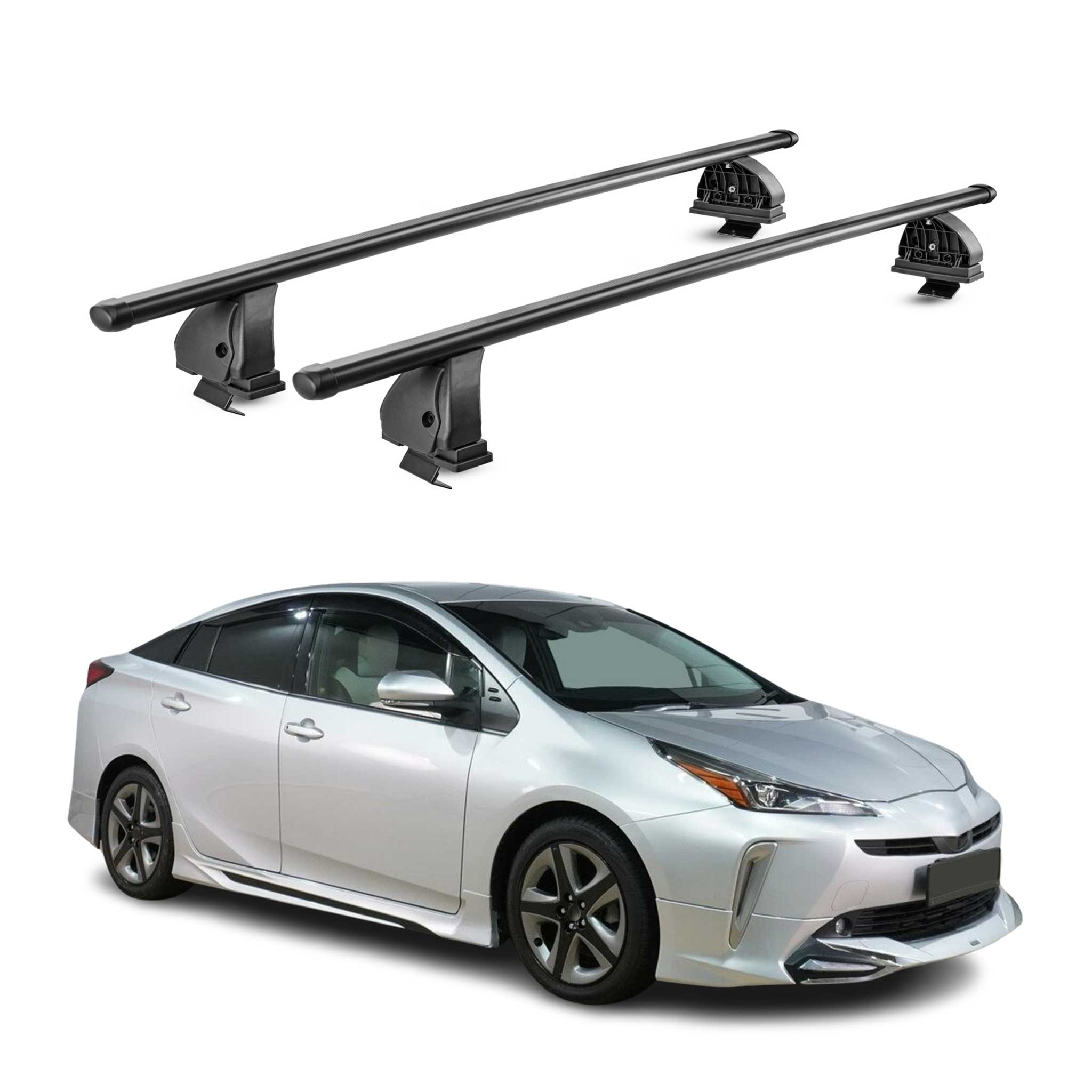 Barres de toit transversales acier pour Toyota Prius IV XW50 2015-2022 Noir 2Pcs