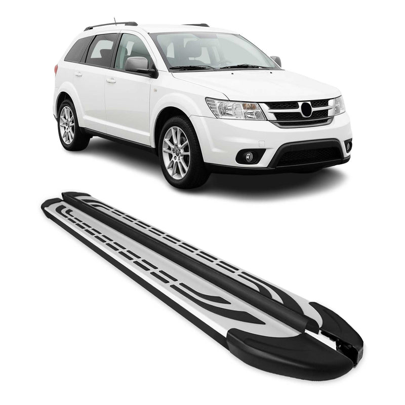 Marchepieds Latéraux pour Fiat Freemont 2011-2016 Aluminium Gris Noir 2x