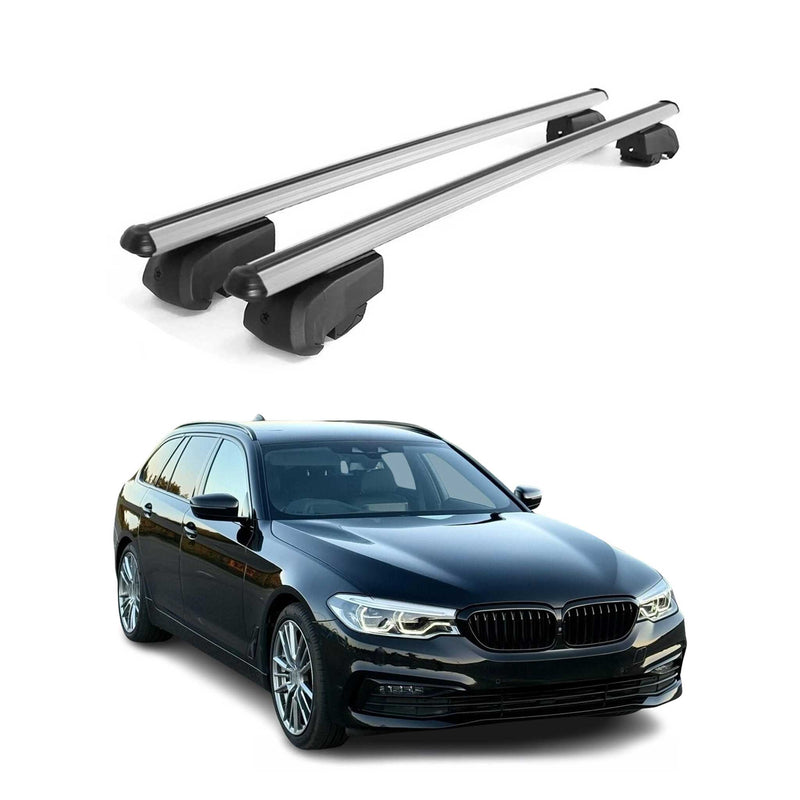 Barres de toit transversales pour BMW Série 5 G31 Break 2017-2023 Aluminium Gris