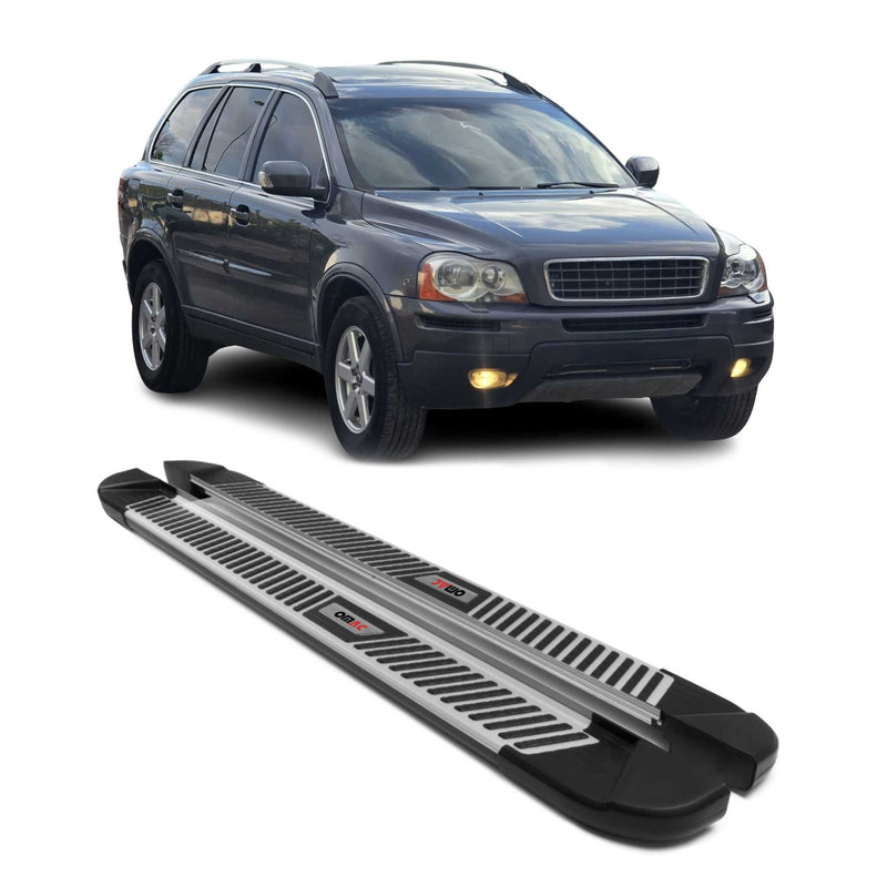 Marchepieds Latéraux pédale pour Volvo XC90 2002-2014 Noir Gris Aluminium 2Pcs