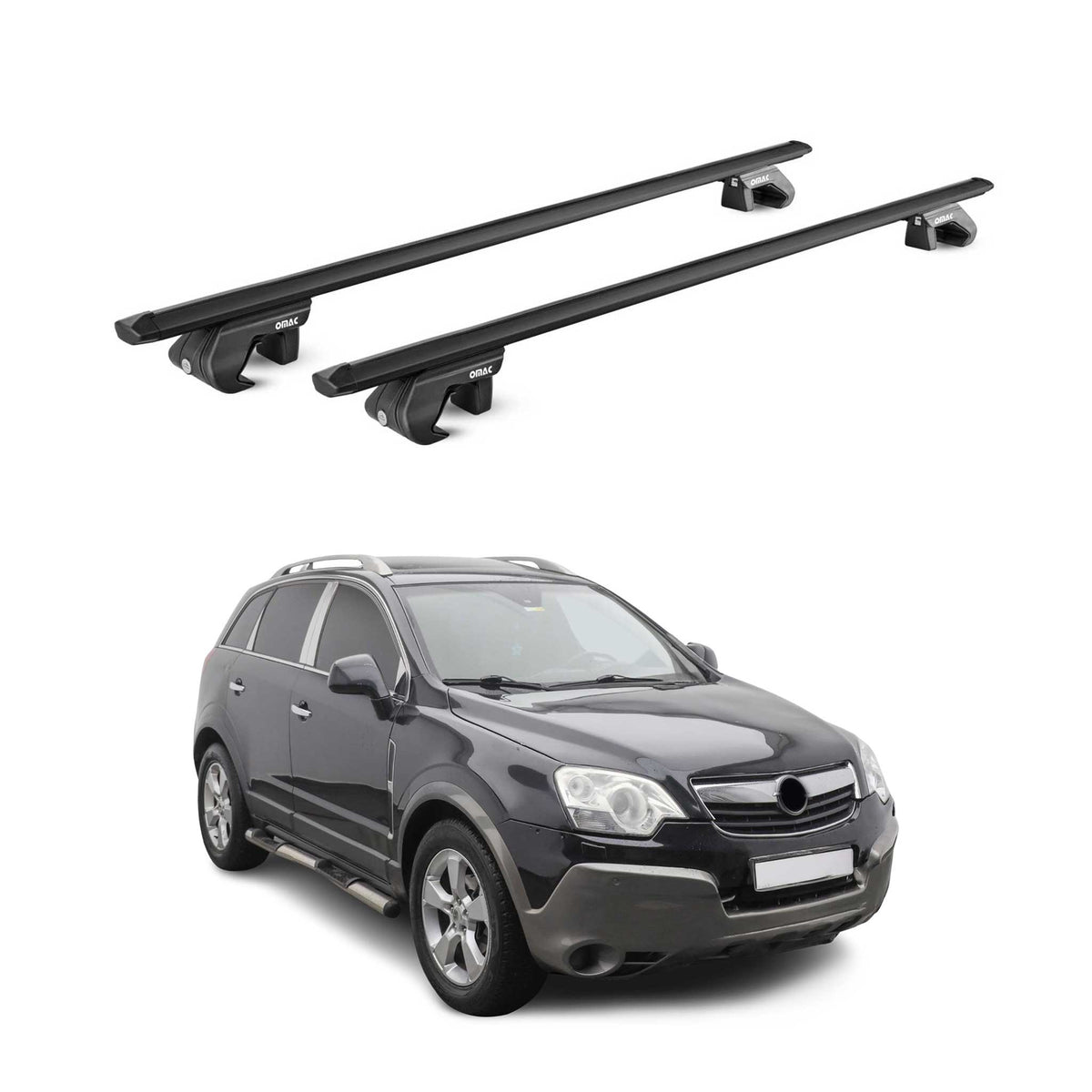 Barres de toit transversales pour Opel Antara 2006-2015 Aluminium Noir 2x ABE