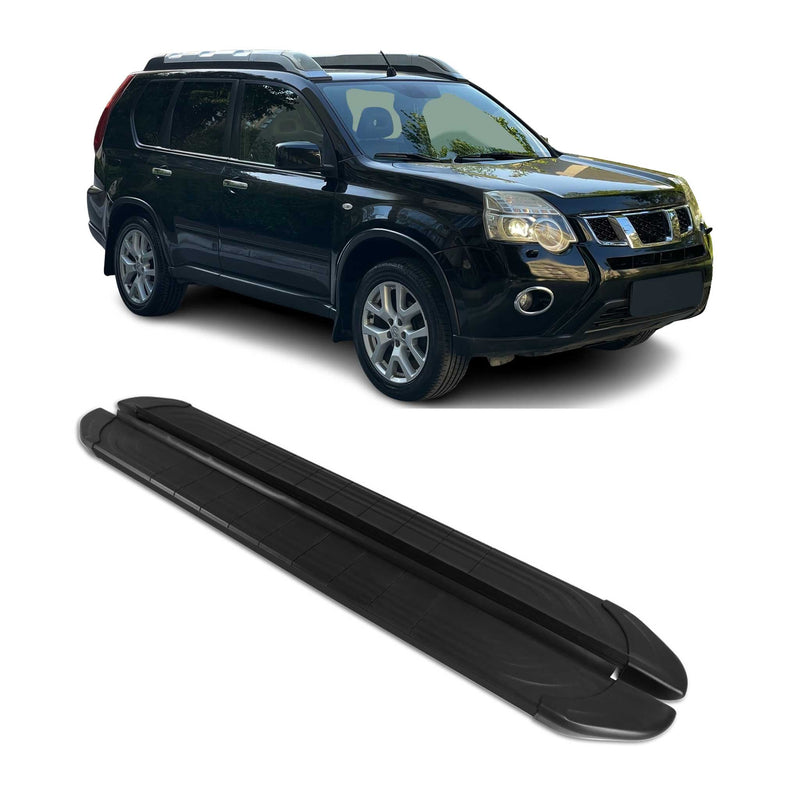 Marchepieds Latéraux pour Nissan X-Trail T31 2007-2014 2Pcs Aluminium Noir