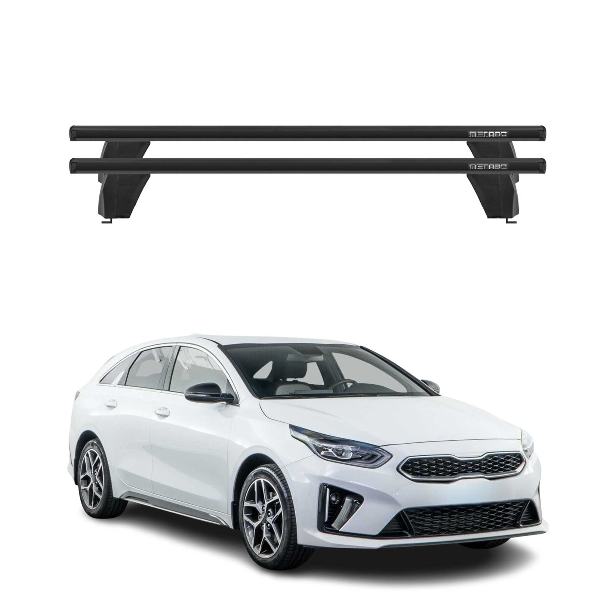 Menabo Barres de toit Transversales pour Kia Pro Cee'D 2018-2025 Noir ABE 2x