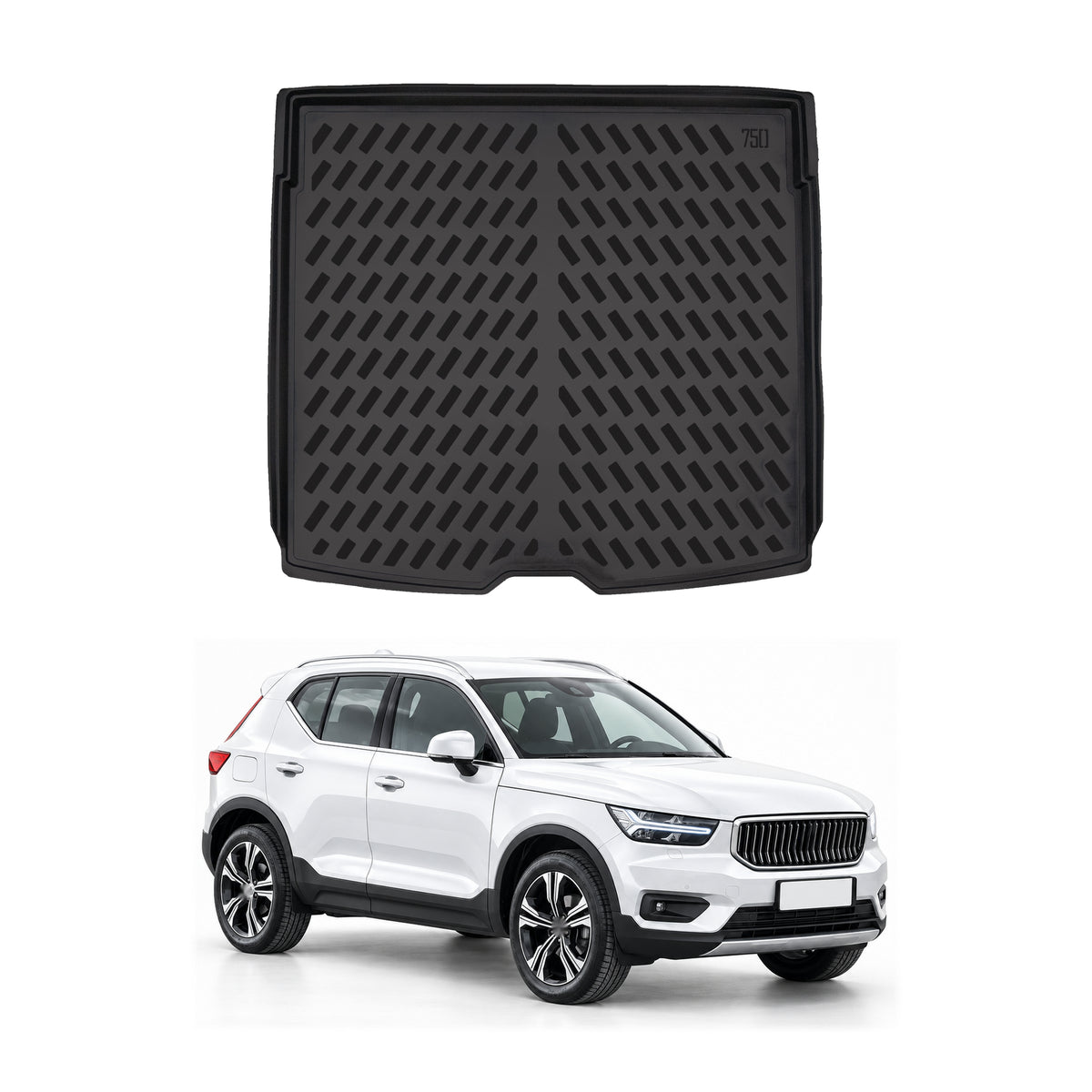 Tapis de coffre pour Volvo C40 XC40 EX40 2024-2027 Noir 3D en Caoutchouc TPE
