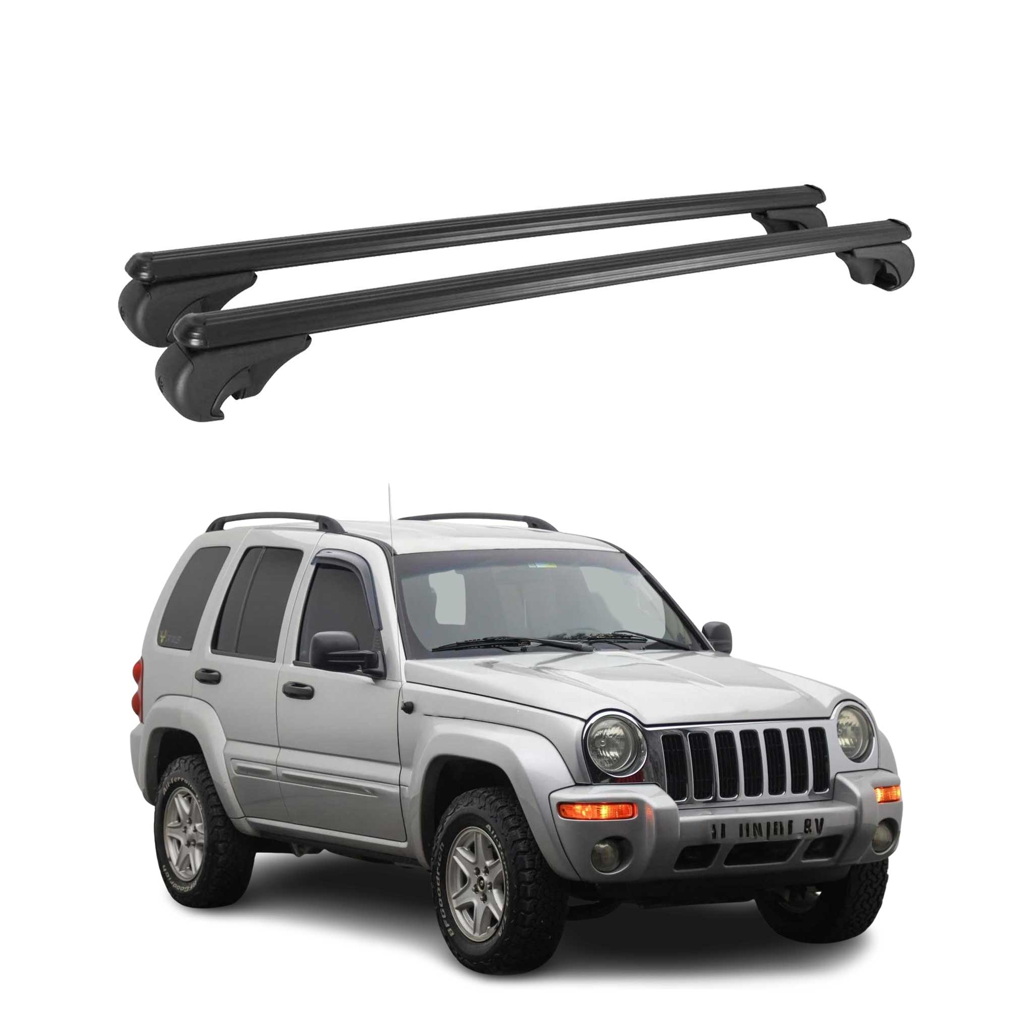 Barres de toit Transversales pour Jeep Cherokee KJ 2001-2008 Aluminium Noir