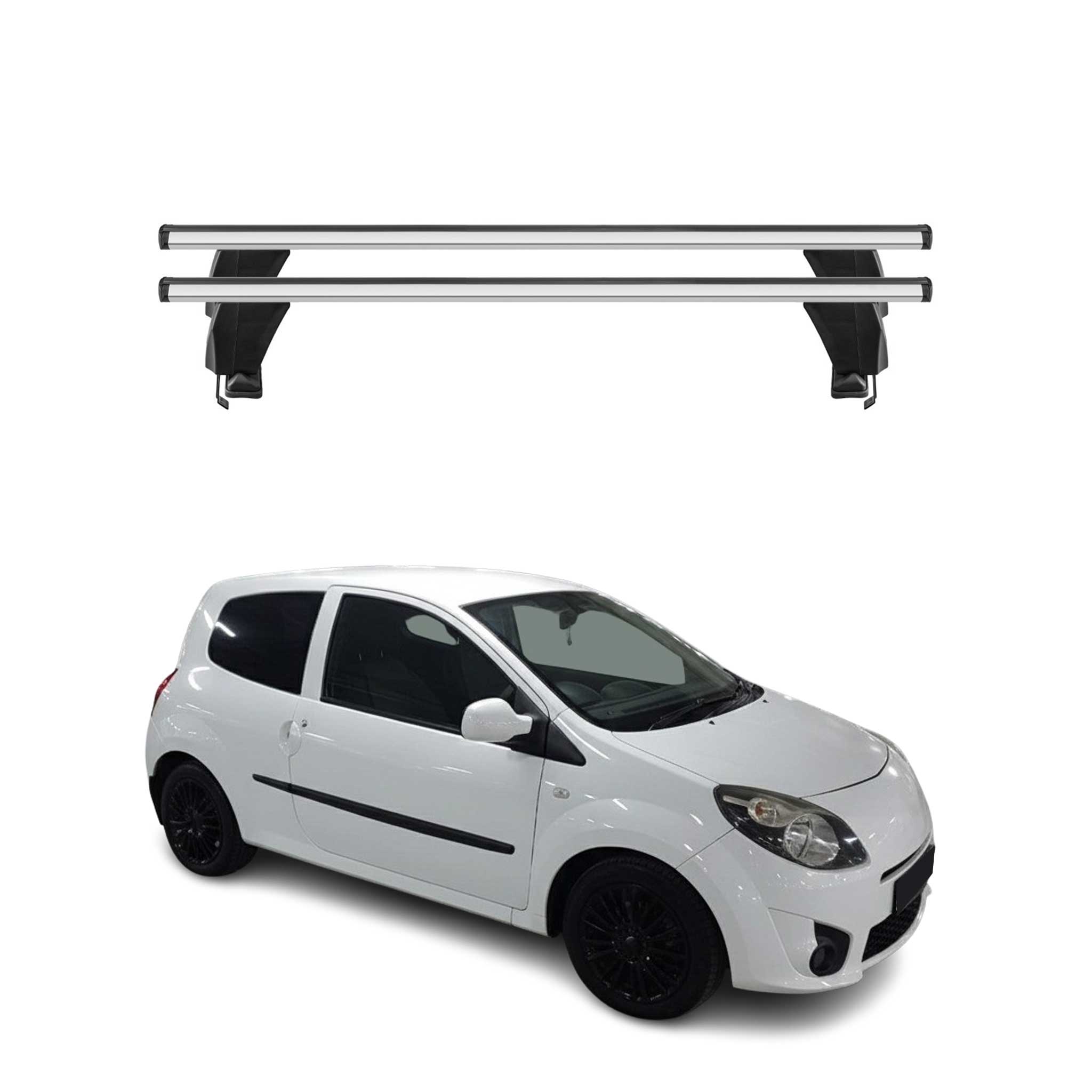 Menabo Barres de toit Transversales pour Renault Twingo II 2007-2013 Alu Gris