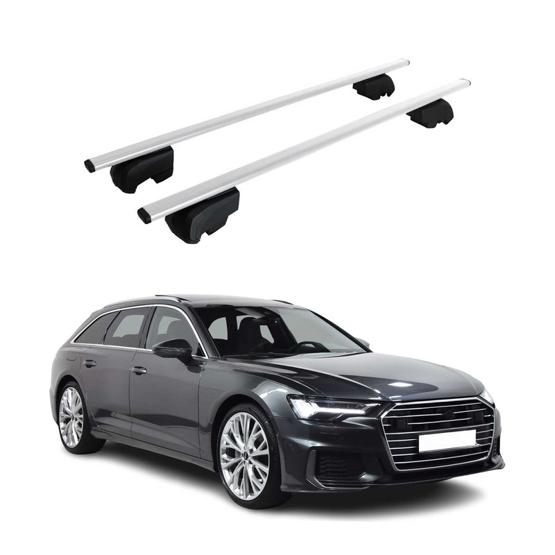 Barres de toit transversales pour Audi A6 C8 4A5 Break 2018-25 Fer Argent