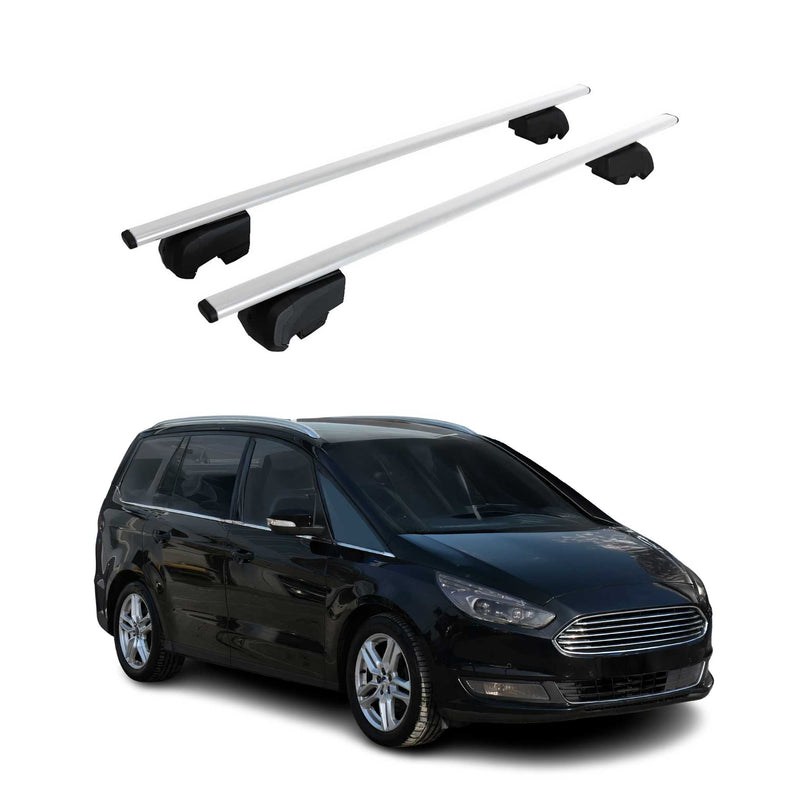 Barres de toit Transversales pour Ford Galaxy 2015-2023 Fer Argent ABE