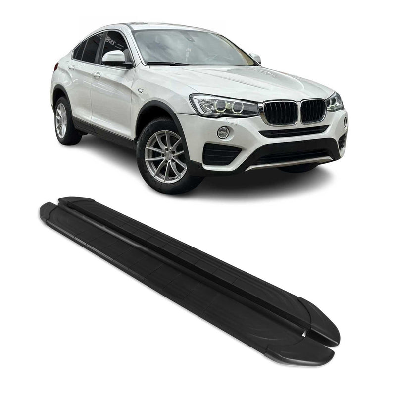 Marchepieds latéraux pédale pour BMW X4 F26 2014-2018 2Pcs Aluminium Noir