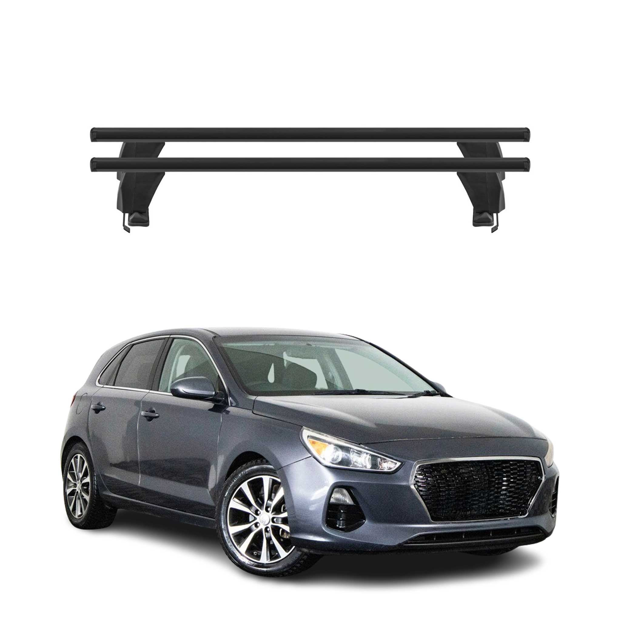 Menabo Barres de toit Transversales pour Hyundai Elantra GT 2017-2020 Alu Noir