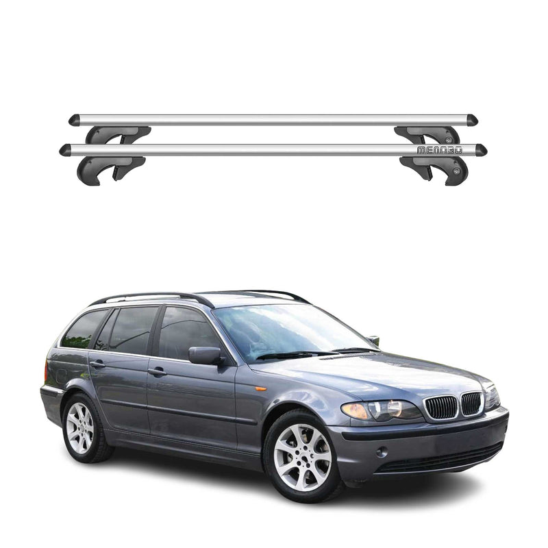 Barres de toit pour BMW 3er E46 Touring 1999-2005 90kg Aluminium Gris 2x